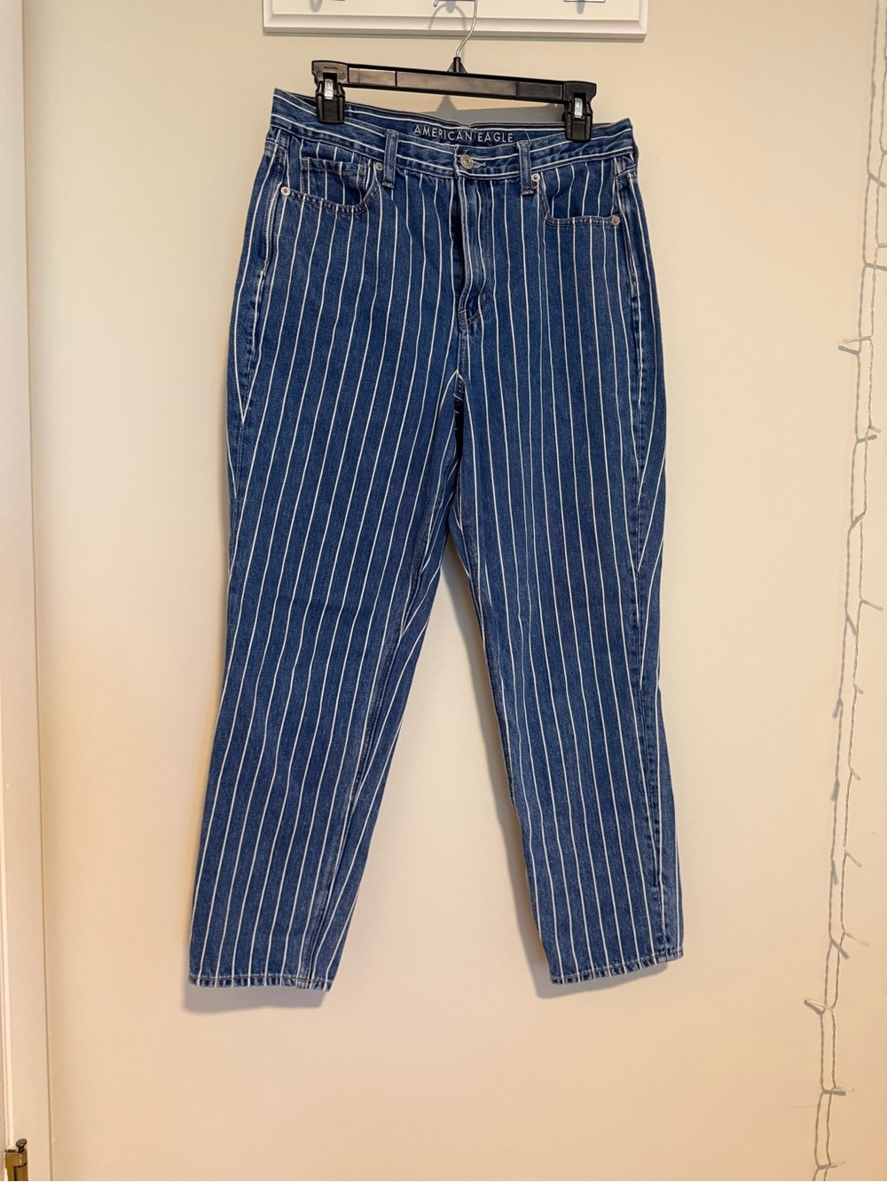 American Eagle Outfitters Men’s Blue Pinstripe Straight Jeans
